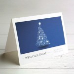 Kartki świąteczno-noworoczne granatowe z choinką - 10x15 cm