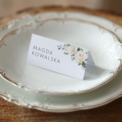 Winietki z motywem białej róży