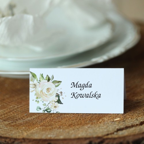 Winietki z kolekcji subtelnej z motywem białych róż