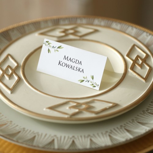 Winietki z motywem liści i złotych ozdobników