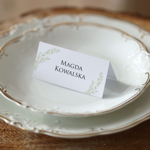 Winietki z kolekcji Pearl White z motywem delikatnych gałązek