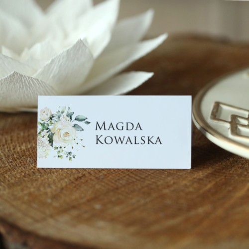 Winietki z kolekcji Vintage z motywem białych róż i hortensji