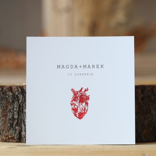 Zaproszenia ślubne jednokartkowe z sercem