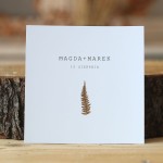 Zaproszenia ślubne jednokartkowe z liściem paproci