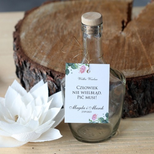 Zestaw 18 zawieszek na alkohol kolekcja Vintage Greenery z motywem liści eukaliptusa