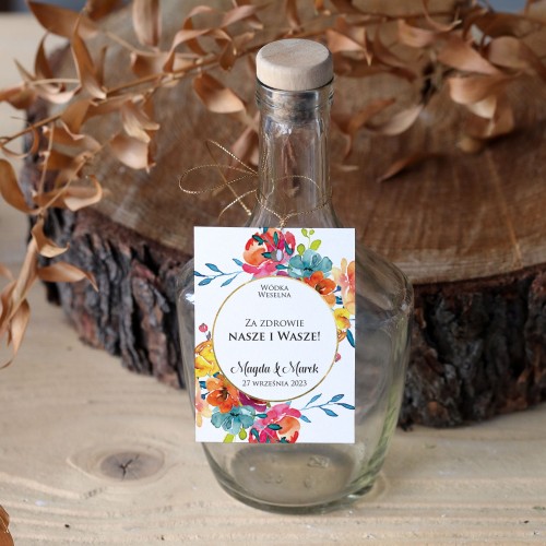 Zestaw 18 zawieszek na alkohol z wielokolorowym motywem kwiatowym