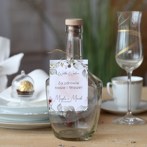 Zestaw 18 zawieszek na alkohol z akwarelowym kwiatowym motywem