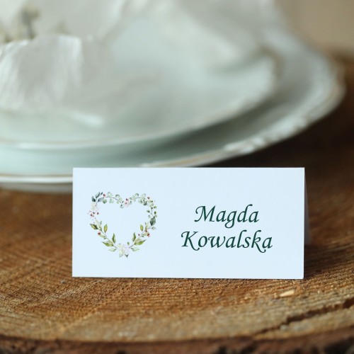 Winietki z delikatnym zielonym serduszkiem