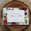 Księga gości na przyjęcie weselne z bordowymi kwiatami boho