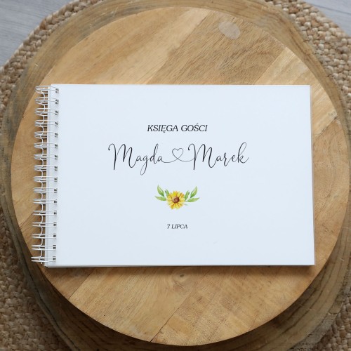 Księga gości klasyczna lub z ankietami - wzór z motywem słoneczników