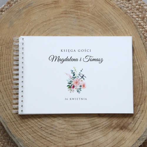  Księga gości klasyczna lub z ankietami - wzór z delikatnym bukietem