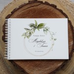 Księga gości klasyczna lub z ankietami - wzór z liściastym motywem