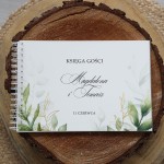 Księga gości klasyczna lub z ankietami - wzór z delikatnymi liśćmi