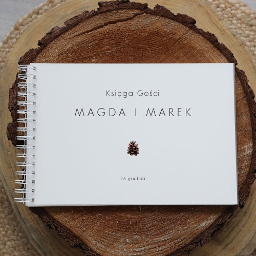 Księga gości klasyczna lub z ankietami - wzór z szyszką