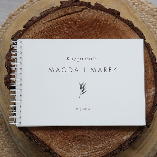 Księga gości klasyczna lub z ankietami - wzór z eukaliptusem