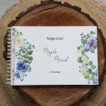 Księga gości klasyczna lub z ankietami - wzór z subtelnymi kwiatami