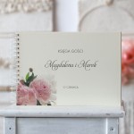 Księga gości klasyczna lub z ankietami - wzór z piwoniami