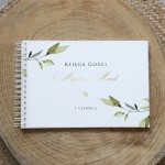  Księga gości klasyczna lub z ankietami - wzór z delikatnymi liśćmi i złotem