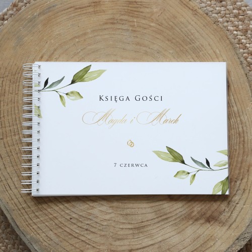 Księga gości na przyjęcie weselne zielono-złote