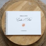 Księga gości klasyczna lub z ankietami - wzór z różowym kwiatem