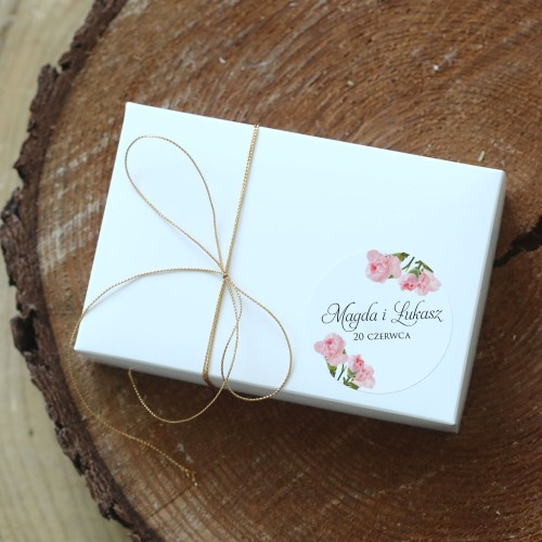 Naklejki ślubne z różowymi goździkami różne rozmiary