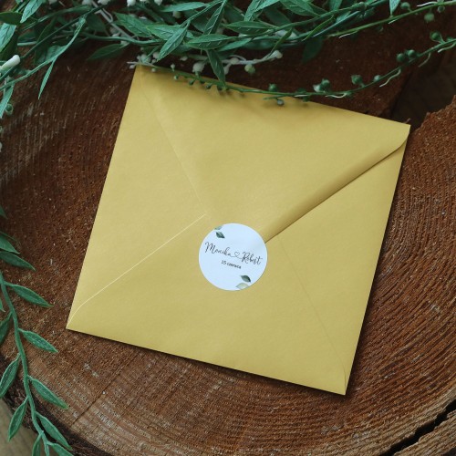 Naklejki ślubne z kolekcji romantycznej z motywem liści