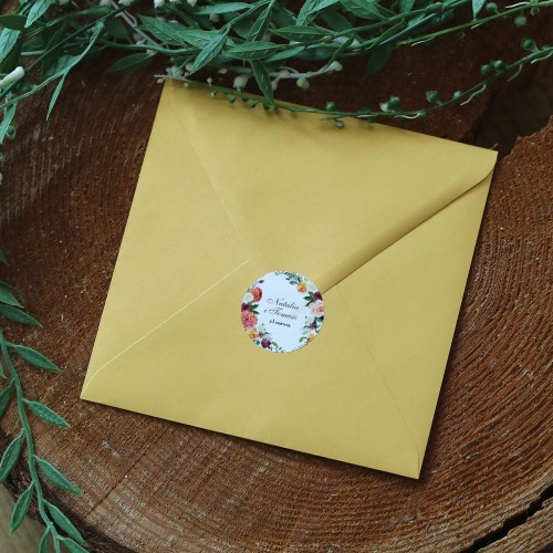 Naklejki ślubne  z kolekcji subtelnej z kwiatami różne rozmiary