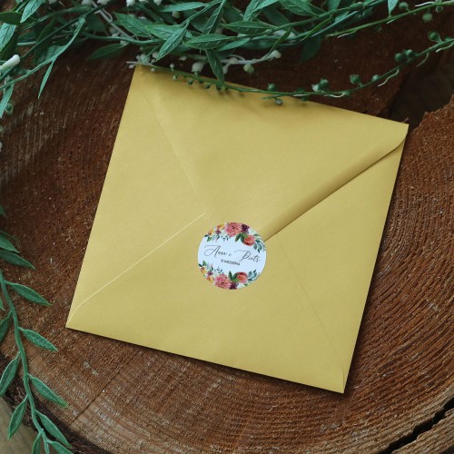 Naklejki ślubne z bordowymi kwiatami różne rozmiary