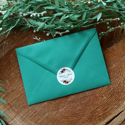 Naklejki ślubne  motywem bordowych kwiatów różne rozmiary