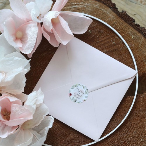 Naklejki ślubne z akwarelowym kwiatowym motywem