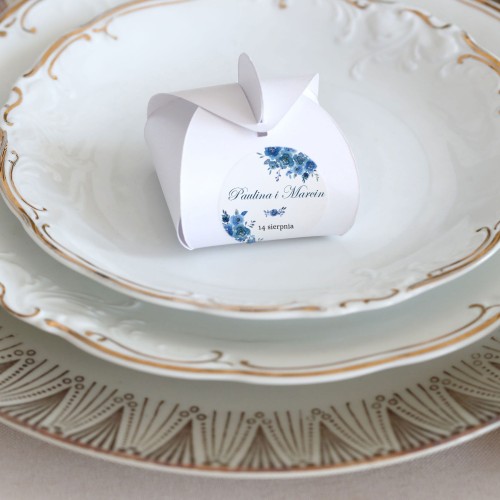 Naklejki ślubne niebieskie kwiaty i złoto - różne rozmiary