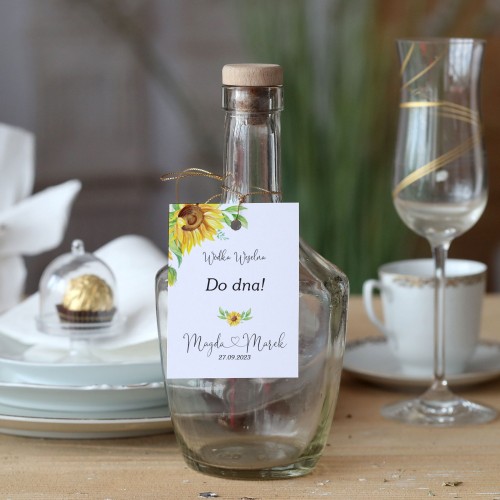 Zestaw 18 zawieszek na alkohol ze słonecznikami