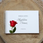 Księga gości klasyczna lub z ankietami - wzór z czerwoną różą