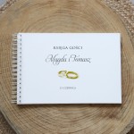 Księga gości klasyczna lub z ankietami - wzór ze złotymi obrączkami