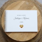 Księga gości klasyczna lub z ankietami - wzór ze złotym sercem
