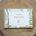 Księga gości klasyczna lub z ankietami - wzór z liśćmi i paprociami