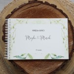 Księga gości klasyczna lub z ankietami - wzór z motywem delikatnych liści