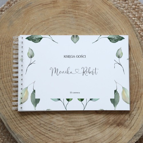  Księga gości klasyczna lub z ankietami - wzór z motywem liści