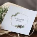 Kartki firmowe na Boże Narodzenie z geometryczną ramką - 14,5 x 14,5 cm - nierozkładane