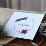 Kartki firmowe na Boże Narodzenie z gwiazdą betlejemską  - 14,5 x 14,5 cm - nierozkładane