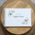 Księga gości klasyczna lub z ankietami - wzór z delikatnymi białymi różami