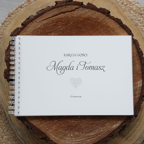  Księga gości klasyczna lub z ankietami - wzór ze srebrnym sercem geometrycznym