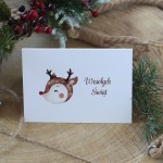 Wesołe kartki firmowe na Boże Narodzenie z reniferem - 10x15 cm