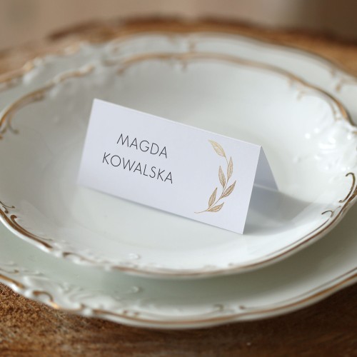 Winietki ze złotą gałązką liści