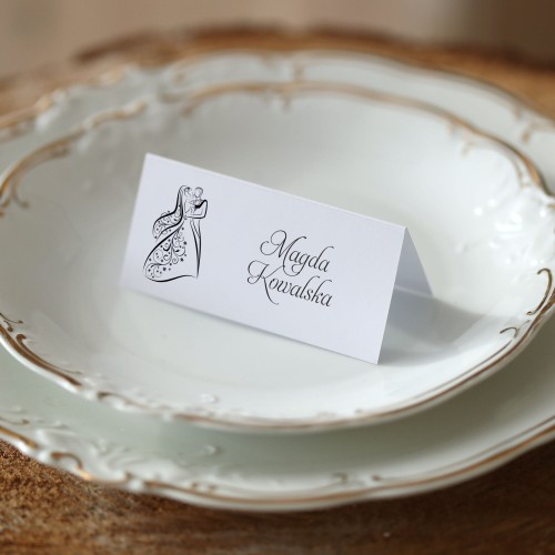 Winietki z ozdobnym obrazkiem pary młodej 