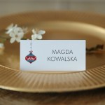 Winietki świąteczne z bombką turkusowo-czerwoną