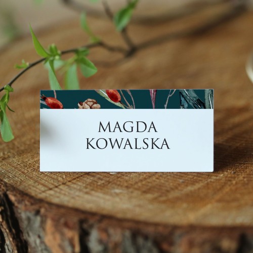 Winietki świąteczne z ozdobnym paskiem z owocami róży