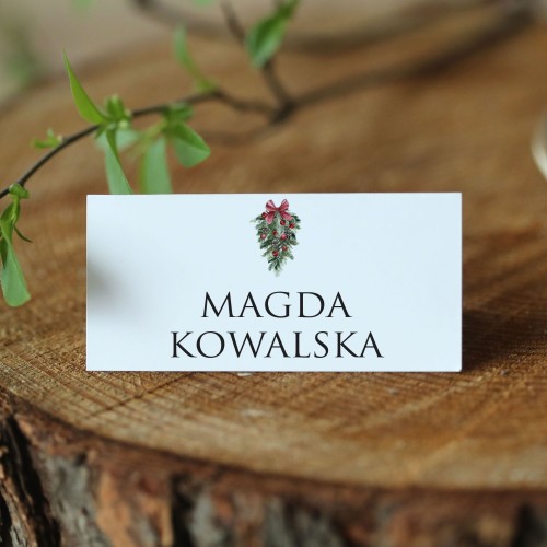 Winietki świąteczne z zielonym wieńcem 