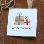 Kartki firmowe na Boże Narodzenie z prezentami - 14,5x14,5 cm