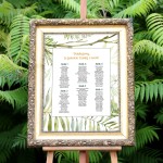 Elegancki duży plan stołów weselnych z roślinnym wzorem